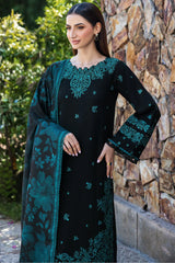 BATIK-3PC KHADDAR EMBROIDERED SHIRT WITH COURTRAI PRINTED SHAWL AND TROUSER-ADR-4391