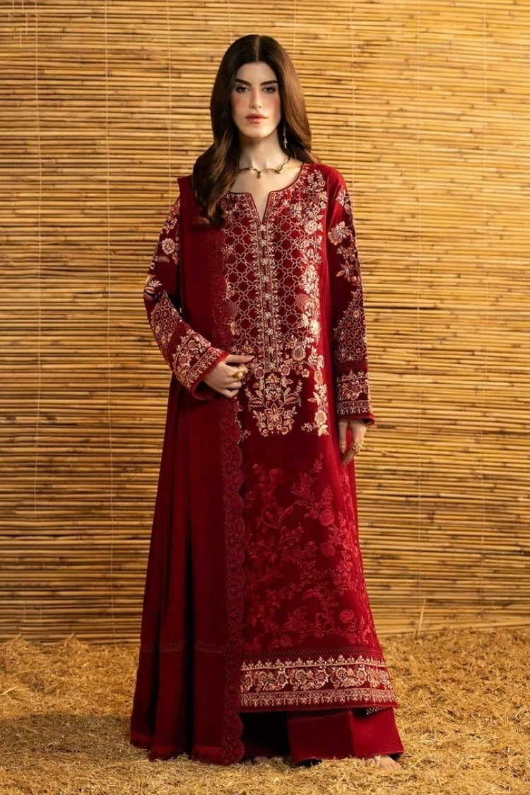 BATIK-3PC DHANAK EMBROIDERED SHIRT WITH DHANAK EMBROIDERED SHAWL AND TROUSER-ADR-5282