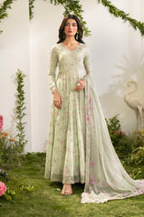 IZNIK-3PC LAWN PRINTED EMB FROCK WITH SILK PRINTED DUPATTA AND TROUSER-ADR-011