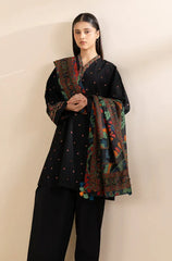 SAPPHIRE-3PC DHANAK EMBROIDERED SHIRT WITH COURTRAI PRINTED SHAWL & TROUSER-ADR-4242