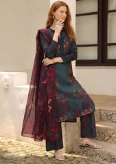 IZNIK-3PC LAWN PRINTED EMBROIDERED SHIRT WITH SILK PRINTED DUPATTA AND PRINTED EMB TROUSER-ADR-021