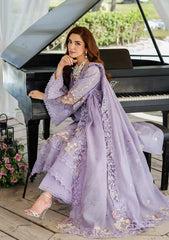 ELAF-3PC DHANAK EMBROIDERED SHIRT WITH KHADDI NET EMBROIDERED DUPATTA AND TROUSER-ADR-5114