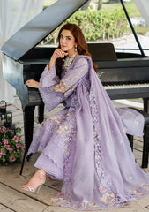 ELAF-3PC LAWN LASERCUTWORK EMBROIDERED SHIRT WITH KHAADI NET EMBROIDERED DUPATTA AND TROUSER -ADR-4780