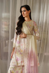 IZNIK-3PC LAWN DIGITAL PRINTED EMB SHIRT WITH SILK TYE&DYE EMB DUPATTA AND PRINTED TROUSER-ADR-027