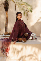 IZNIK-3PC LAWN EMBROIDERED SHIRT WITH SILK PRINTED DUPATTA AND PRINTED TROUSER-ADR-057