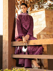 BIN ILYAS-3PC DHANAK EMBROIDERED SHIRT WITH COURTRAI PRINTED SHAWL & DHANAK TOUSER-ADR-4123