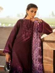 BIN ILYAS-3PC DHANAK EMBROIDERED SHIRT WITH COURTRAI PRINTED SHAWL & DHANAK TOUSER-ADR-4123