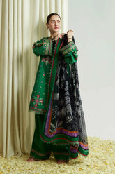 ZAHRA SHAHJAHAN- 3PC DHANAK EMBROIDERED SHIRT WITH COUTURE SHAWL & TROUSER-ADR-3146