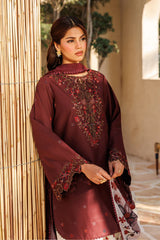 IZNIK-3PC LAWN EMBROIDERED SHIRT WITH SILK PRINTED DUPATTA AND PRINTED TROUSER-ADR-057