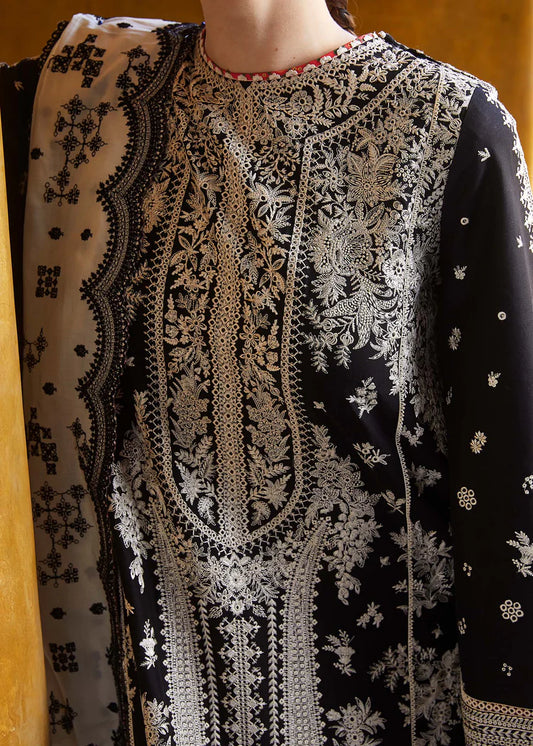HUSSAIN REHAR-3PC DHANAK EMBROIDERED SHIRT WITH COTTON NET EMBROIDERED DUPATTA AND EMB TROUSER-ADR-4196