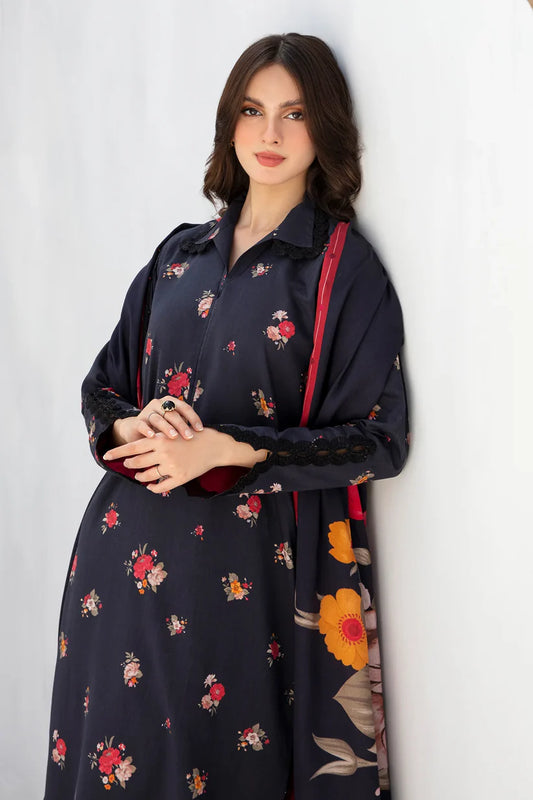 BAROQUE-3PC KHADDAR PRINTED SHIRT WITH KHADDAR PRINT DUPATTA AND PRINT TROUSER-ADR-2605