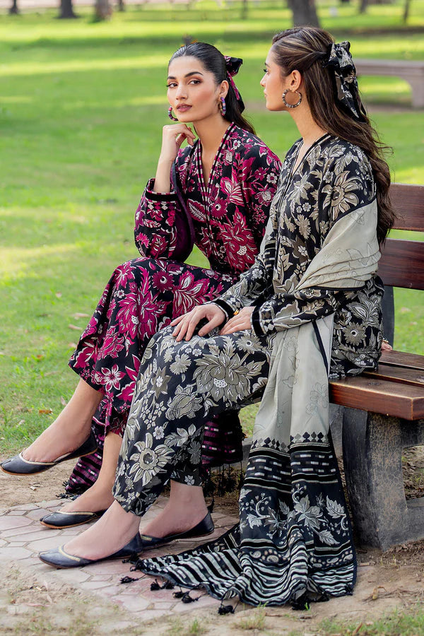 BAROUQUE- 3PC KARANDI PRINTED SHIRT WITH KARANDI PRINTED DUAPTTA AND TROUSER -ADR-1051-A