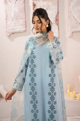 IZNIK - 3PC LAWN BORER EMBROIDERED SHIRT WITH MONARK PRINTED DUPATTA AND TROUSER-ADR-3739