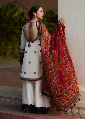 HUSSAIN REHAR- 3PC DHANAK EMBROIDERED SHIRT WITH COUTURE PRINT SHAWL AND TROUSER-BIC- 3160