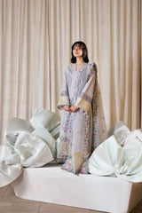 MARYAM HUSSAIN-3PC LAWN EMBROIDERED SHIRT WITH KHADDI NET EMB DUPATTA AND TROUSER-ADR-4913