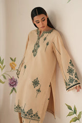 BAROUQE-3PC DHANAK EMBROIDERED SHIRT WITH DHANAK EMBROIDERED SHAWL AND TROUSER -ADR