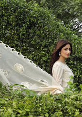 QALAMQAR-3PC LAWN CHIKAANKARI EMBROIDERED SHIRT WITH KHAADI NET EMBROIDERED DUPATTA AND TROUSER -ADR-4730