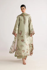 IZNIK-3PC DHANAK EMBROIDERED SHIRT WITH WOOL TYE&DYE PRINTED EMB SHAWL AND TROUSER-ADR-5079