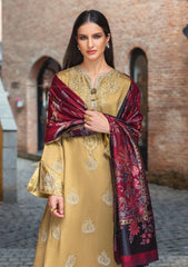 HUSSAIN REHAR-3PC KARANDI EMBROIDERED SHIRT WITH WOOL DIGITAL PRINT SHAWL AND TROUSER-ADR-5157