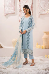 IZNIK - 3PC LAWN BORER EMBROIDERED SHIRT WITH MONARK PRINTED DUPATTA AND TROUSER-ADR-3739