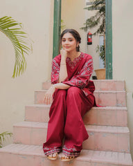 URGE-2PC DHANAK EMBROIDERED SHIRT AND EMBROIDRED TROUSER-ADR-126