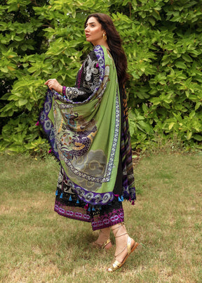 SIRAA BY SADAF-3PC LAWN EMBROIDERED SHIRT WITH MONARK PRINT DUPATTA AND LAWN TROUSER-ADR-3514