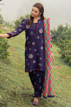 BAROUQUE- 3PC KARANDI PRINTED SHIRT WITH KARANDI PRINTED DUAPTTA AND TROUSER -ADR-1046