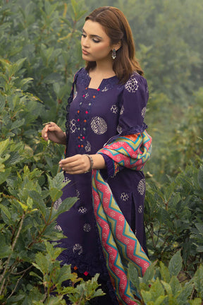 BAROUQUE- 3PC KARANDI PRINTED SHIRT WITH KARANDI PRINTED DUAPTTA AND TROUSER -ADR-1046