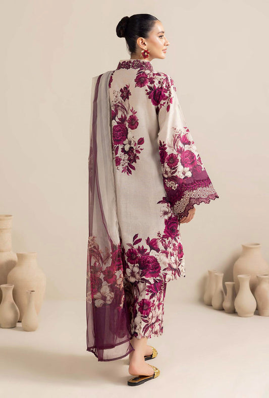 ADAN LIBAS-3PC KHADDAR PRINTED EMB SHIRT WITH KHADDAR PRINT DUPATTA AND PRINT TROUSER-ADR-2557