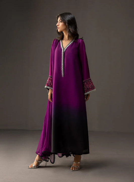 ZAINAB CHOTANI-3PC SHAMOZ SILK PRINT EMBROIDERED SHIRT WITH SOFT SILK PRINT DUPATTA & SILK TROUSER-ADR-1710