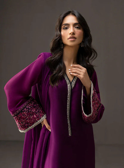 ZAINAB CHOTANI-3PC SHAMOZ SILK PRINT EMBROIDERED SHIRT WITH SOFT SILK PRINT DUPATTA & SILK TROUSER-ADR-1710