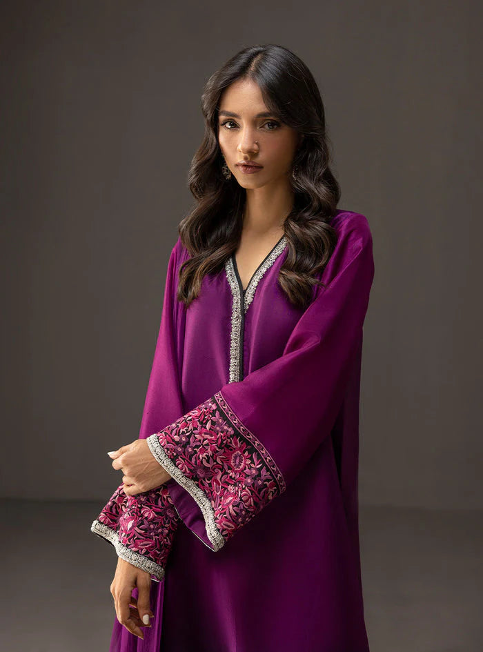 ZAINAB CHOTANI-3PC SHAMOZ SILK PRINT EMBROIDERED SHIRT WITH SOFT SILK PRINT DUPATTA & SILK TROUSER-ADR-1710