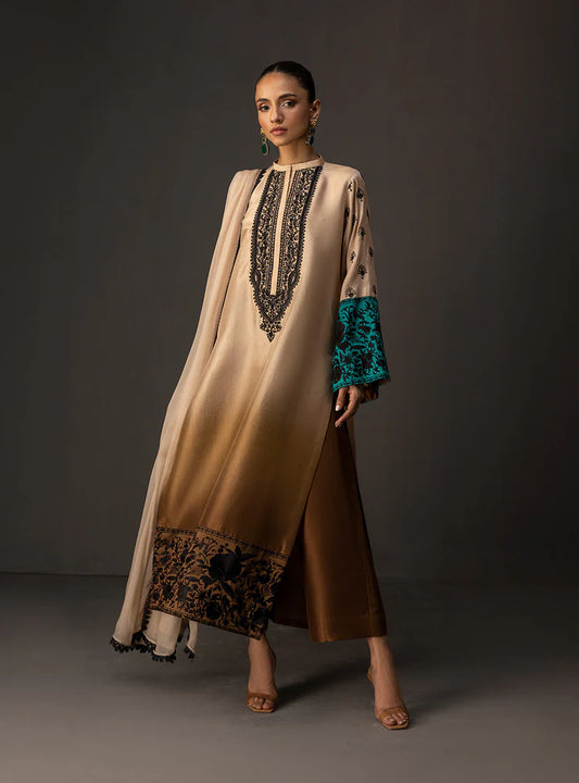 ZAINAB CHOTANI-3PC SHAMOZ SILK PRINT EMBROIDERED SHIRT WITH SOFT SILK PRINT DUPATTA & SILK TROUSER ADR-1717