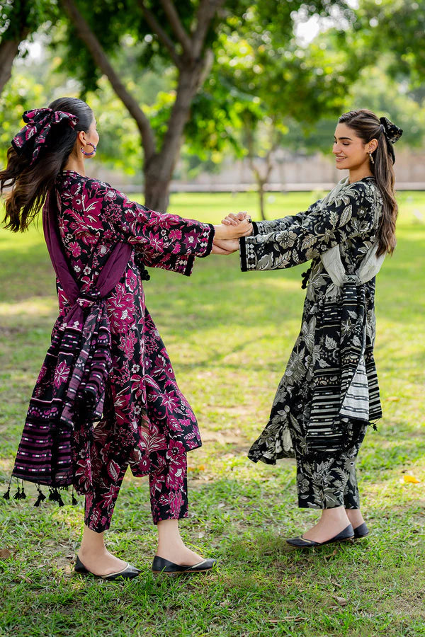 BAROUQUE-3PC KHADDAR PRINTED SHIRT WITH KHADDAR PRINT DUPATTA AND PRINT TROUSER-ADR-2633