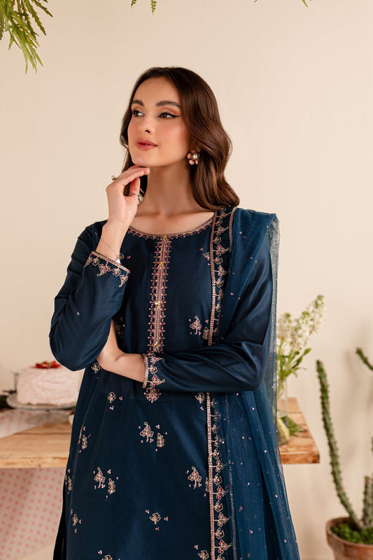 BATIK-3PC DHANAK EMBROIDERED SHIRT DHANAK EMBROIDERED SHAWL AND EMB TROUSER-ADR-4173