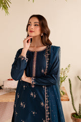 BATIK-3PC DHANAK EMBROIDERED SHIRT DHANAK EMBROIDERED SHAWL AND EMB TROUSER-ADR-4173