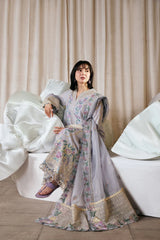 MARYAM HUSSAIN-3PC LAWN EMBROIDERED SHIRT WITH KHADDI NET EMB DUPATTA AND TROUSER-ADR-4913