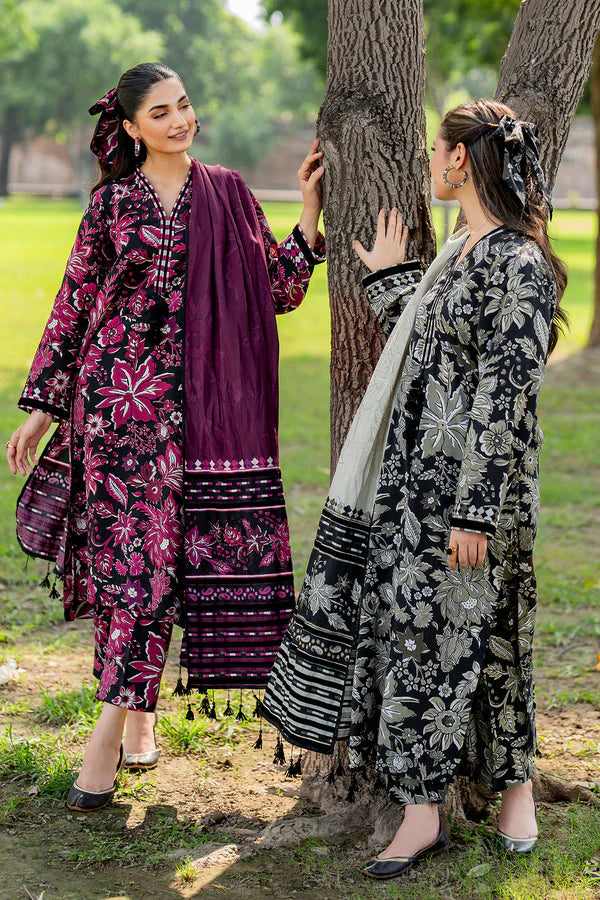 BAROUQUE-3PC KHADDAR PRINTED SHIRT WITH KHADDAR PRINT DUPATTA AND PRINT TROUSER-ADR-2633