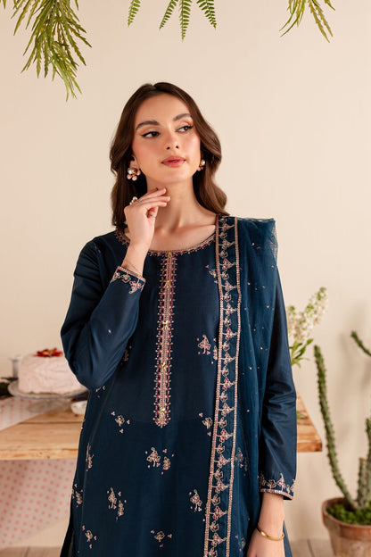 BATIK-3PC DHANAK EMBROIDERED SHIRT DHANAK EMBROIDERED SHAWL AND EMB TROUSER-ADR-4173
