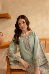 BATIK-2PIECE DHANAK EMBROIDERED SHIRT WITH DHANAK EMB SLEEVES-ADR-15026