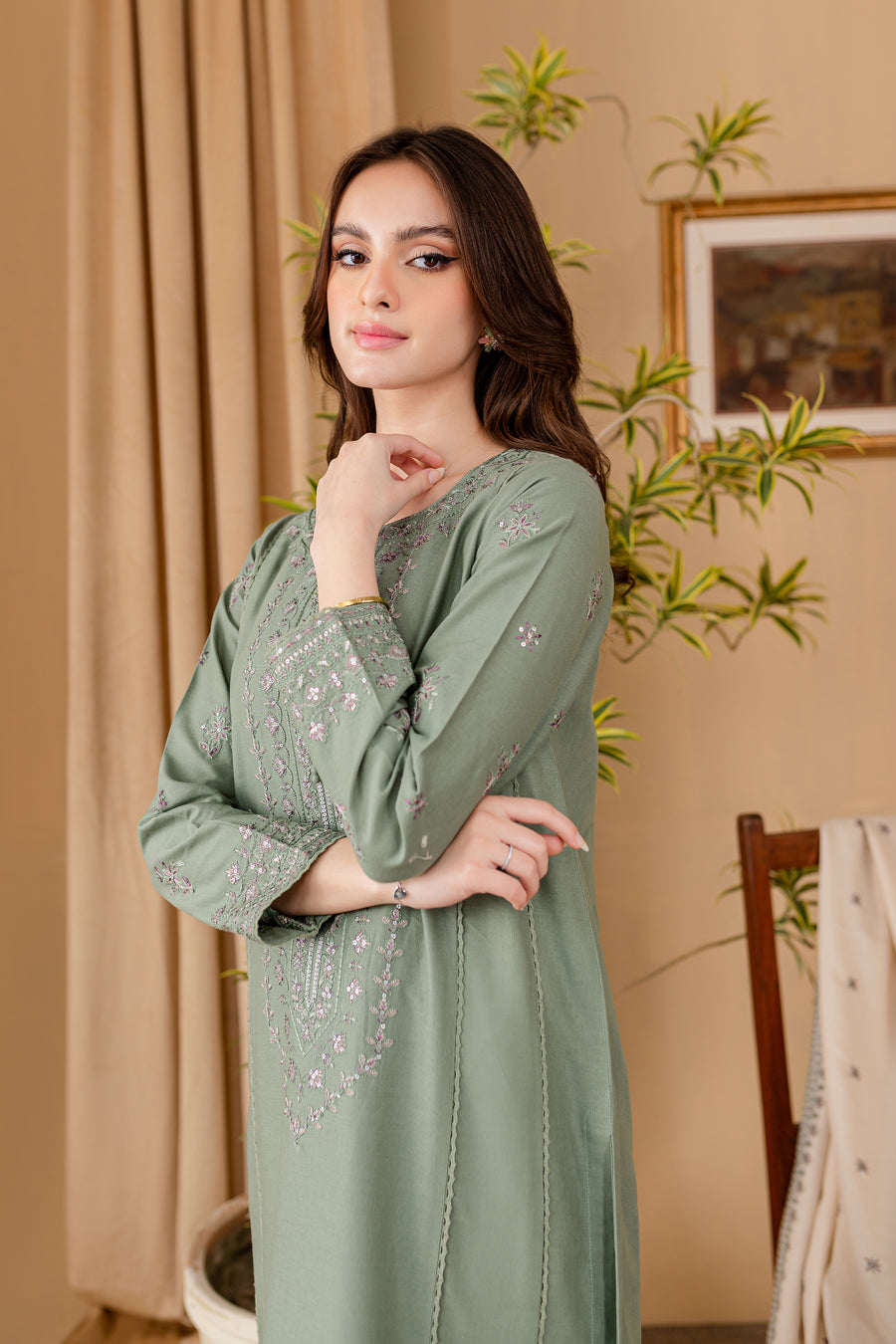 JAZMIN - 3PC LAWN EMBROIDERED SHIRT WITH LAWN EMBROIDERED DUPATTA AND LAWN TROUSER-ADR-3501