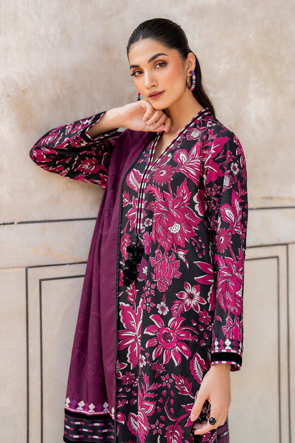 BAROUQUE-3PC KHADDAR PRINTED SHIRT WITH KHADDAR PRINT DUPATTA AND PRINT TROUSER-ADR-2633