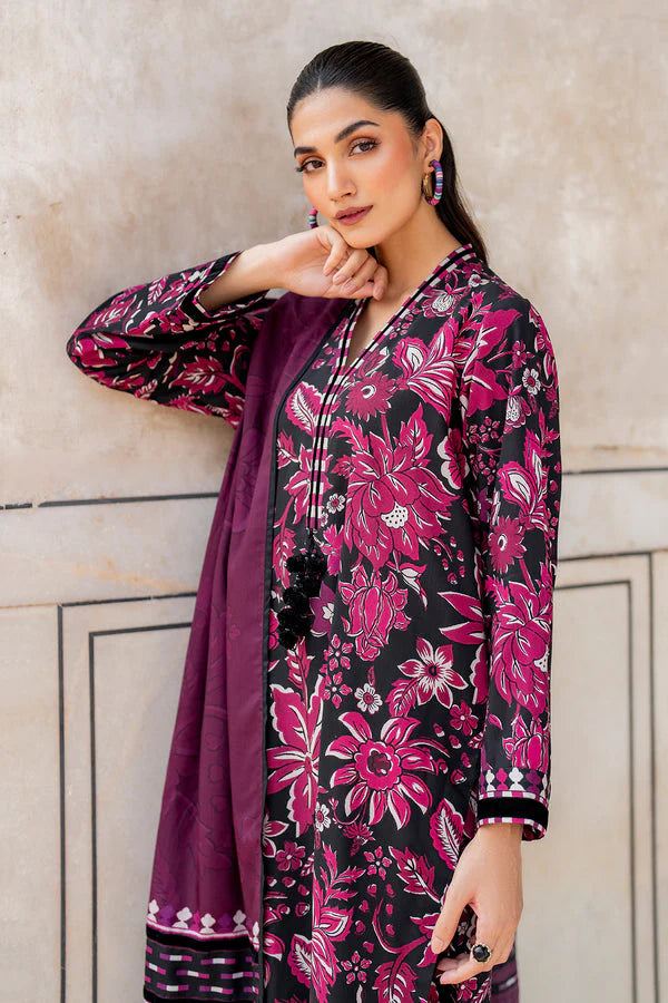 BAROUQUE- 3PC KARANDI PRINTED SHIRT WITH KARANDI PRINTED DUAPTTA AND TROUSER -ADR-1051-B