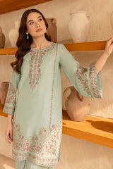 BATIK-2PIECE DHANAK EMBROIDERED SHIRT WITH DHANAK EMB SLEEVES-ADR-15026