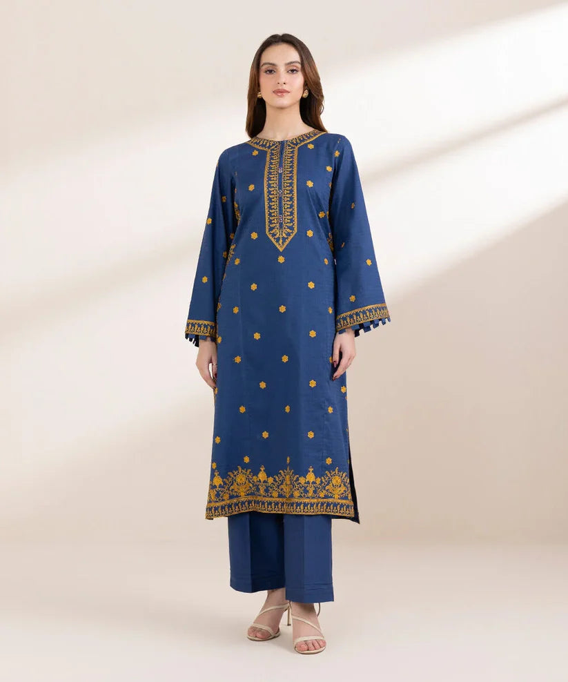 SAPPHIRE-3PC LAWN EMBROIDERED SHIRT WITH COTTON NET DUPATTA & TROUSER-ADR-3790