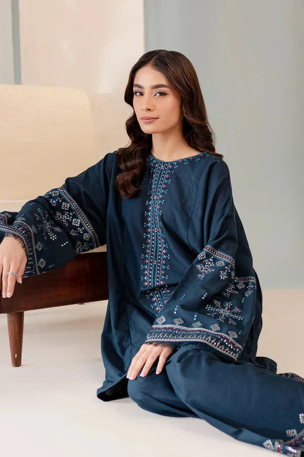 JAMIZ-2PC DHANAK EMBROIDRED SHIRT WITH AND TROUSER-ADR-3274