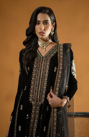 SERAN -VELVET 3PC- EMBROIDERED WORK SHIRT WITH ORGANZA HEAVY EMBROIDERED DUPATTA -ADR-D-07- MICRO 9000 VELVET