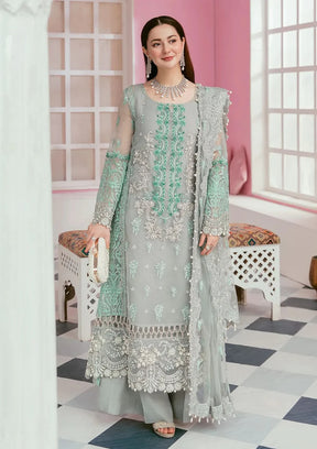 ELAF-ORGANZA PANEL EMBROIDERED ORGANZA DAMAN WITH PEARL WITH ORGANZA EMBROIDERED READY TO WEAR DUPATTA WITH TROUSER -ADR- 3424