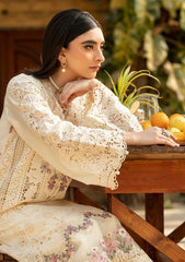 ELAF-3PC LAWN CHIKANKARI EMBROIDERED SHIRT WITH CHIFFON PRINTED DUPATTA AND TROUSER-ADR-4771