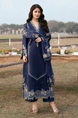 IZEL-3PC LAWN EMBROIDERED SHIRT WITH KHADDI NET EMBROIDERED DUPATTA AND TROUSER-ADR-4817